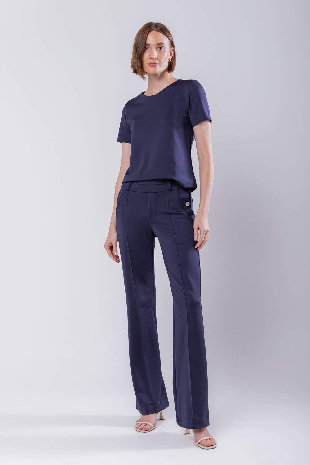 Hidrogênio - KIARA NAVY FLARE PANTS - 19654482