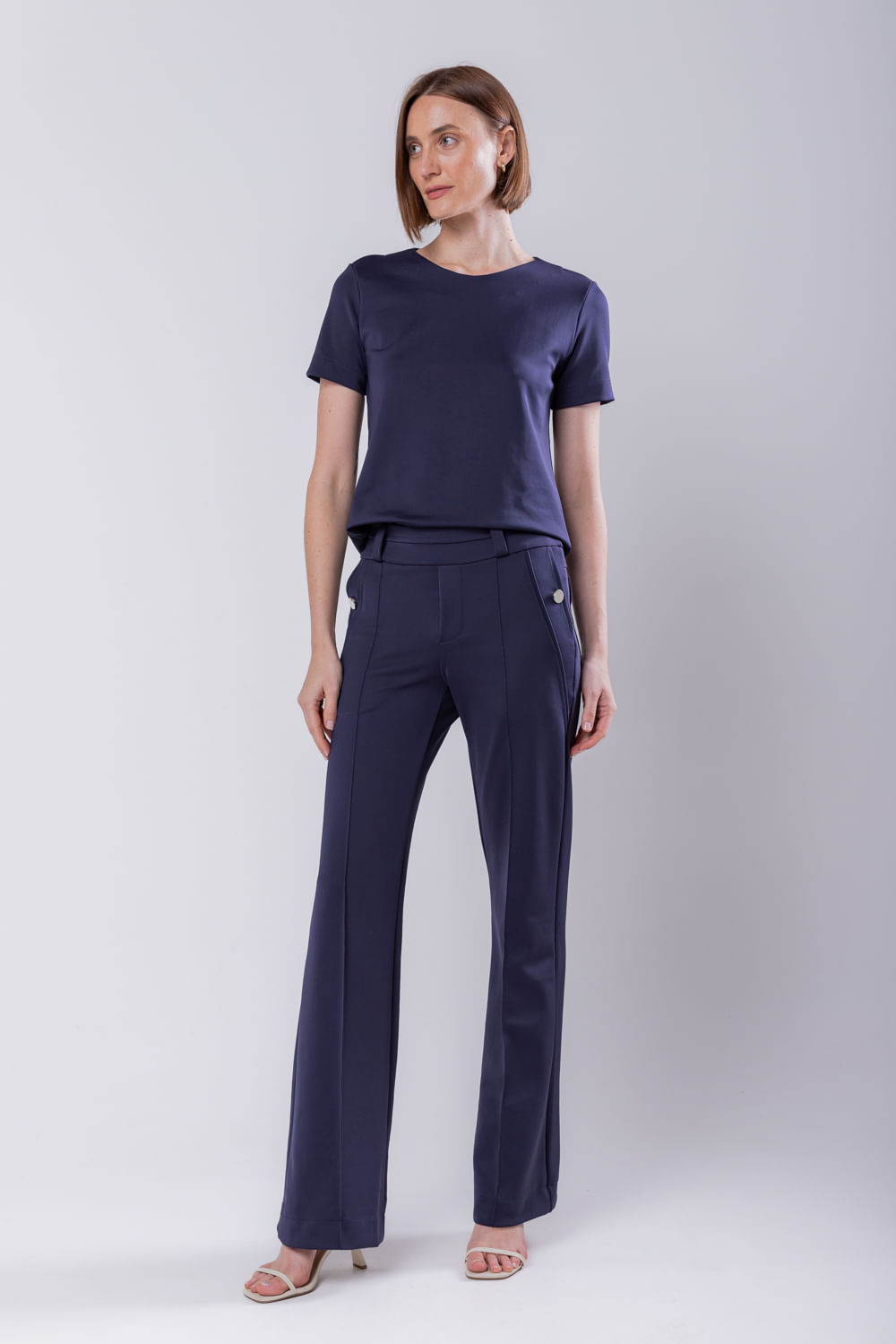 Hidrogênio - KIARA NAVY FLARE PANTS - 19654482