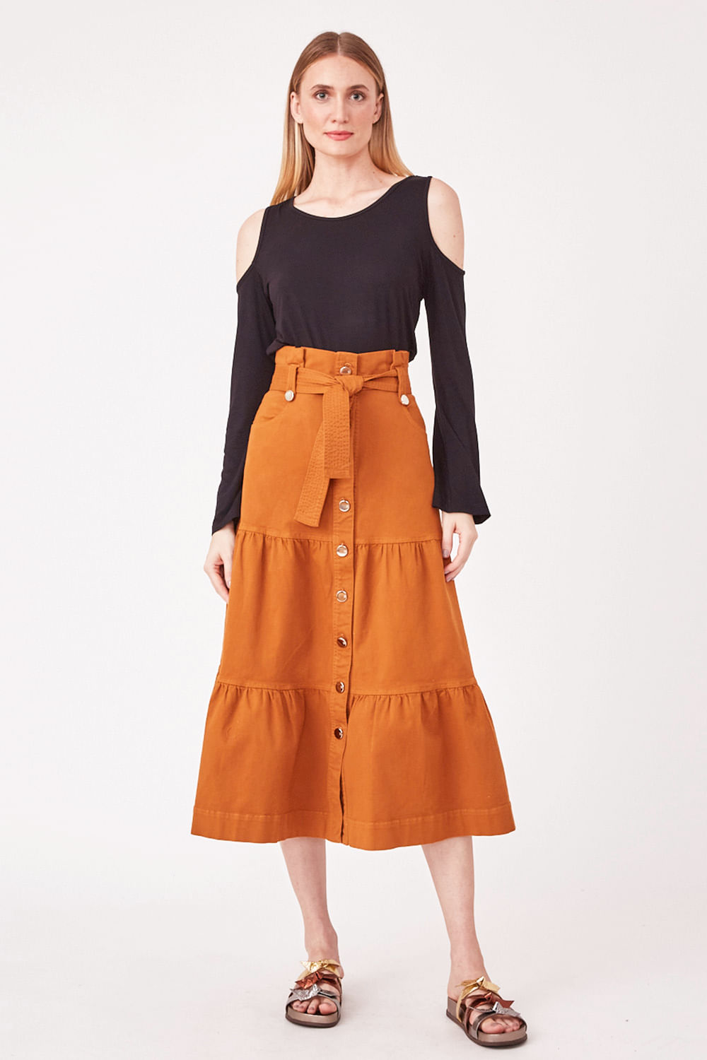 Hidrogênio - EMMA RUST MIDI SKIRT - 19223020