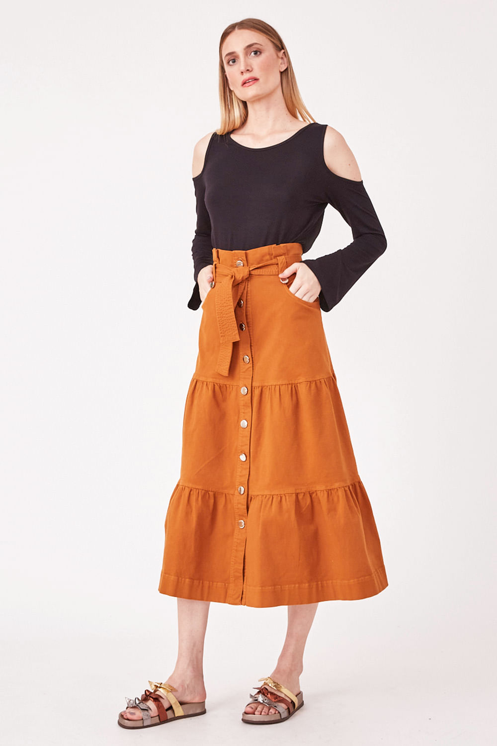 Hidrogênio - EMMA RUST MIDI SKIRT - 19223020