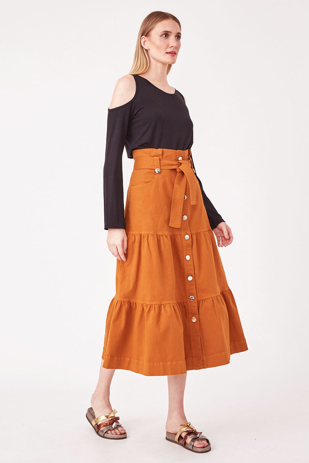 Hidrogênio - EMMA RUST MIDI SKIRT - 19223020