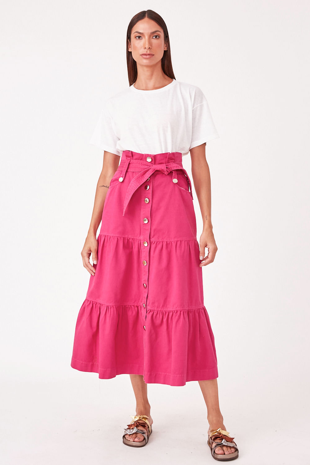 Hidrogênio - DARK PINK EMMA MIDI SKIRT - 19223487