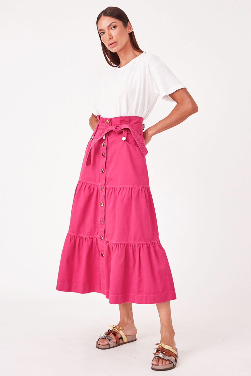 Hidrogênio - DARK PINK EMMA MIDI SKIRT - 19223487