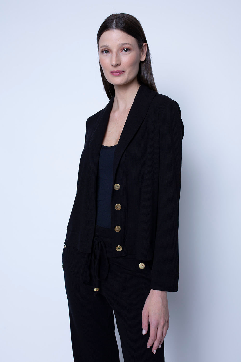 Hidrogênio - JACKET WITH TURNED COLLAR AND BLACK RIBBED BUTTONS - 19437001