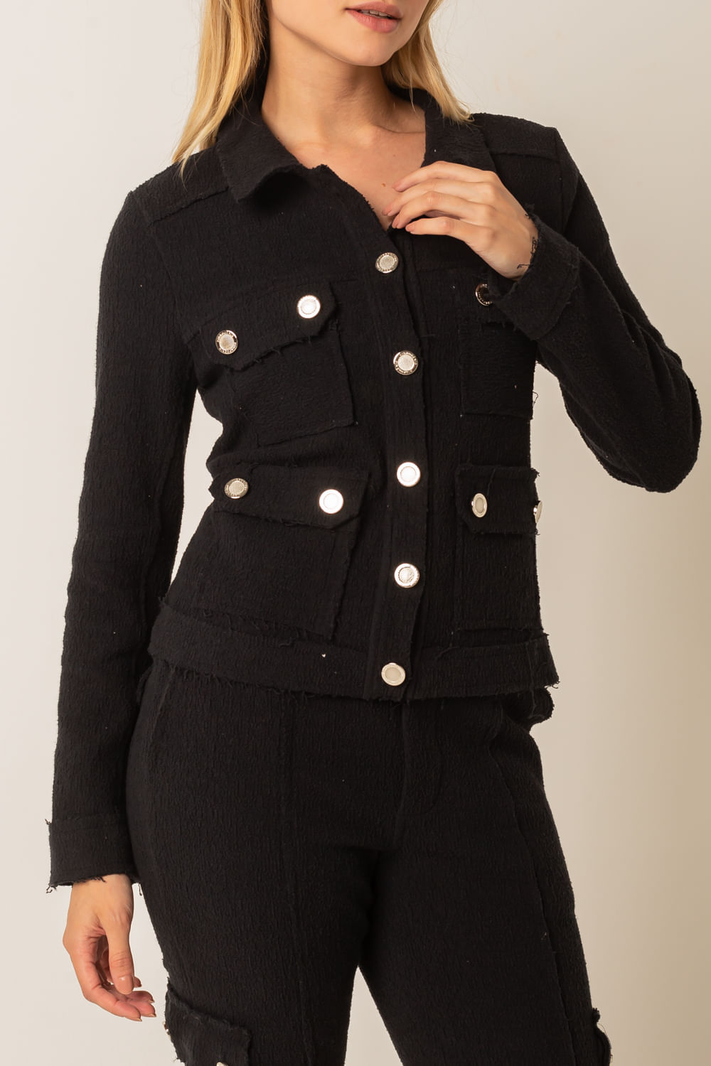 Hidrogênio - THREAD JACKET WITH BUTTONS BLACK - 19655001