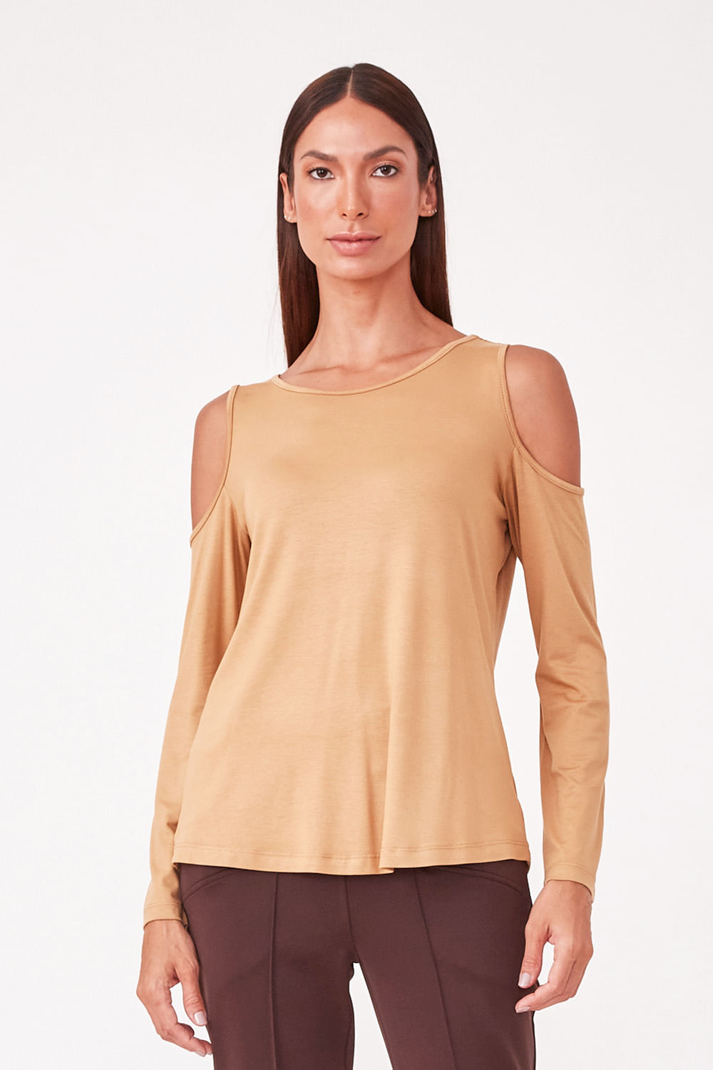 Hidrogênio - LONG SLEEVE BLOUSE WITH LEAK ON THE SHOULDER BEIGE - 19359003