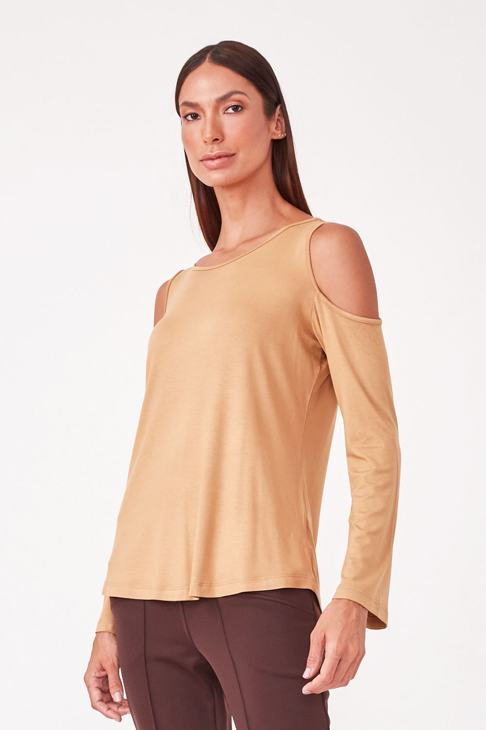 Hidrogênio - LONG SLEEVE BLOUSE WITH LEAK ON THE SHOULDER BEIGE - 19359003