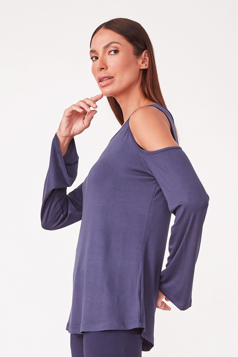 Hidrogênio - LONG SLEEVE BLOUSE WITH HOOK ON THE SHOULDER NAVY - 19359004