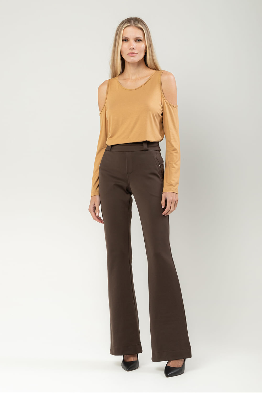 Hidrogênio - BROWN GEYSA FLARE PANTS - 19620031