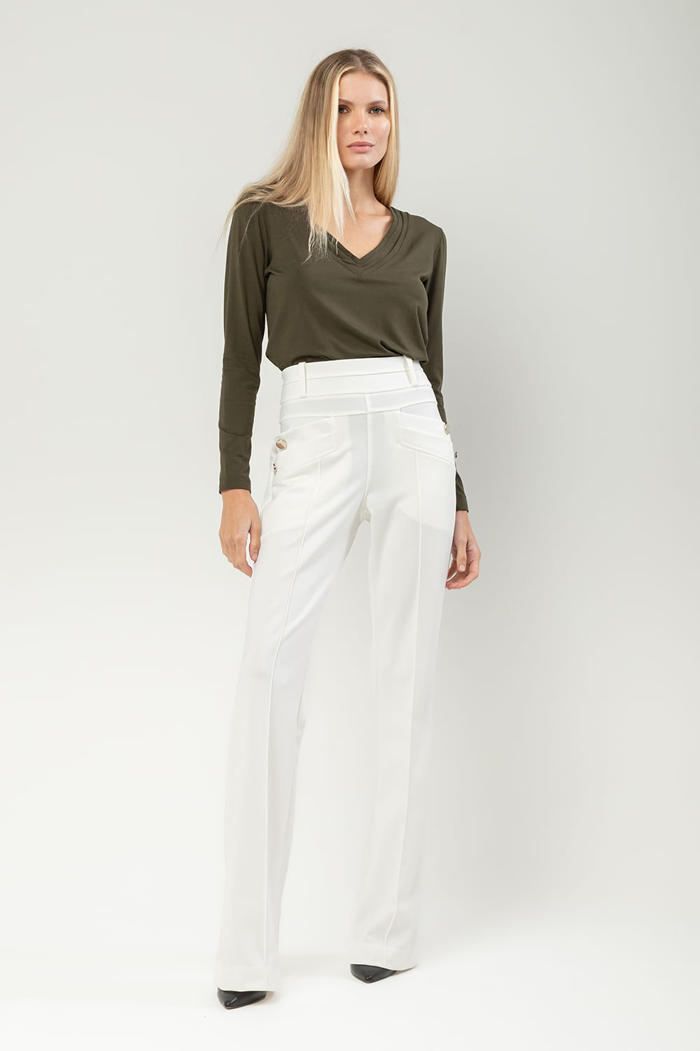 Hidrogênio - CALÇA FLARE AMORA OFF WHITE - 19507018