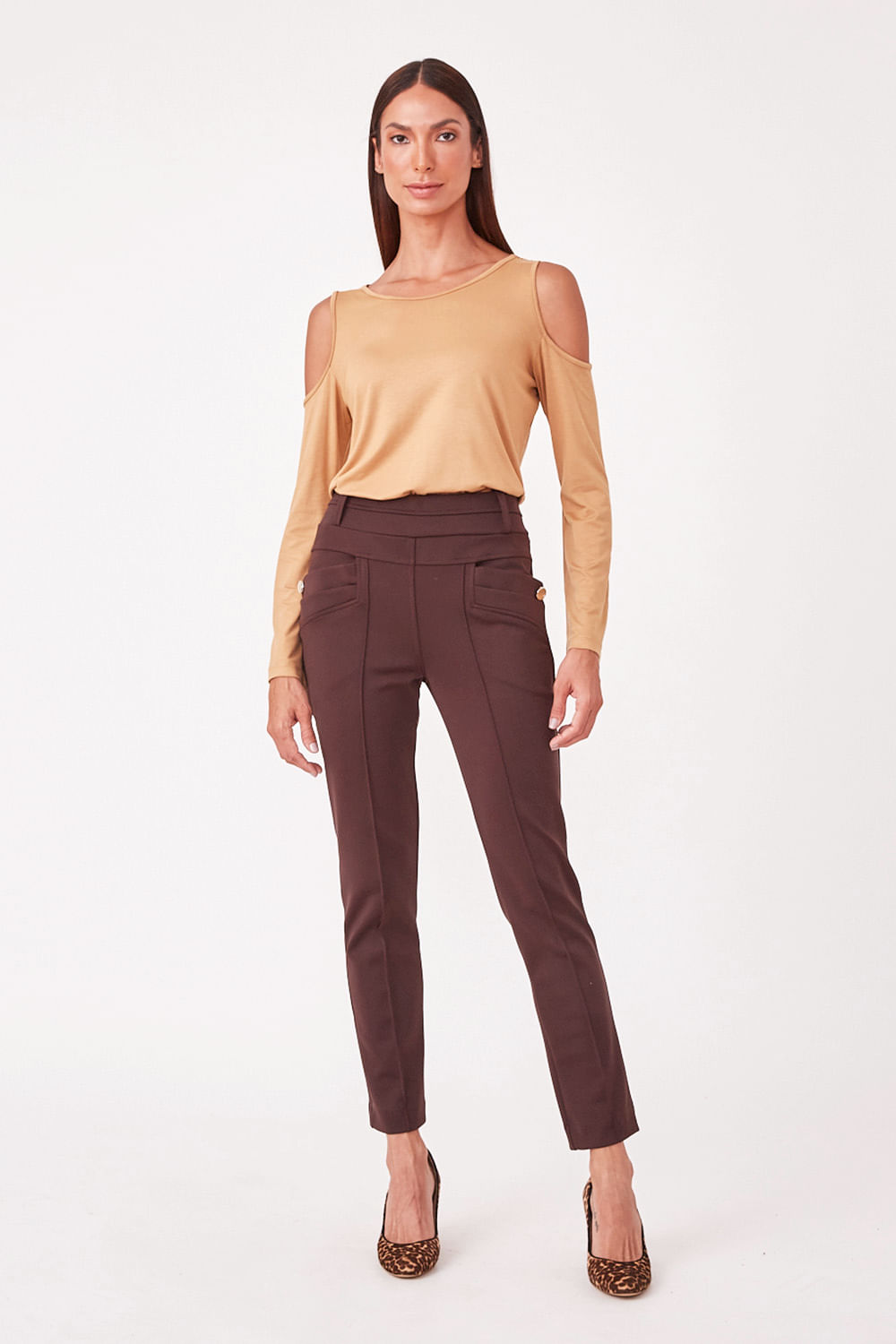 Hidrogênio - CAMILA BROWN FISHERMAN PANTS - 19510031