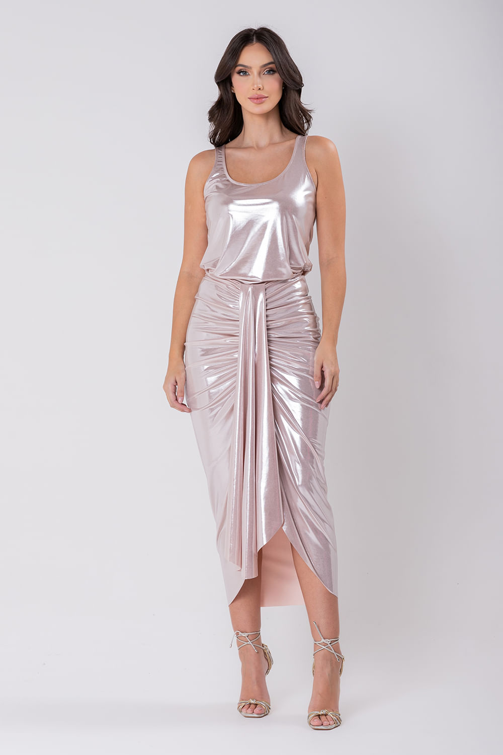 Hidrogênio - MIDI SKIRT WITH PINK DRAPPING - 19692021