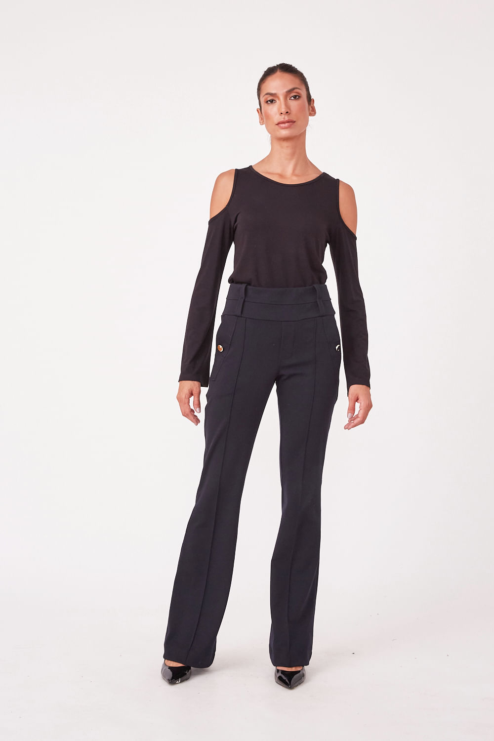 Hidrogênio - FLARE TAILOR TROUSERS WITH POCKETS CLEO BLACK - 19427001