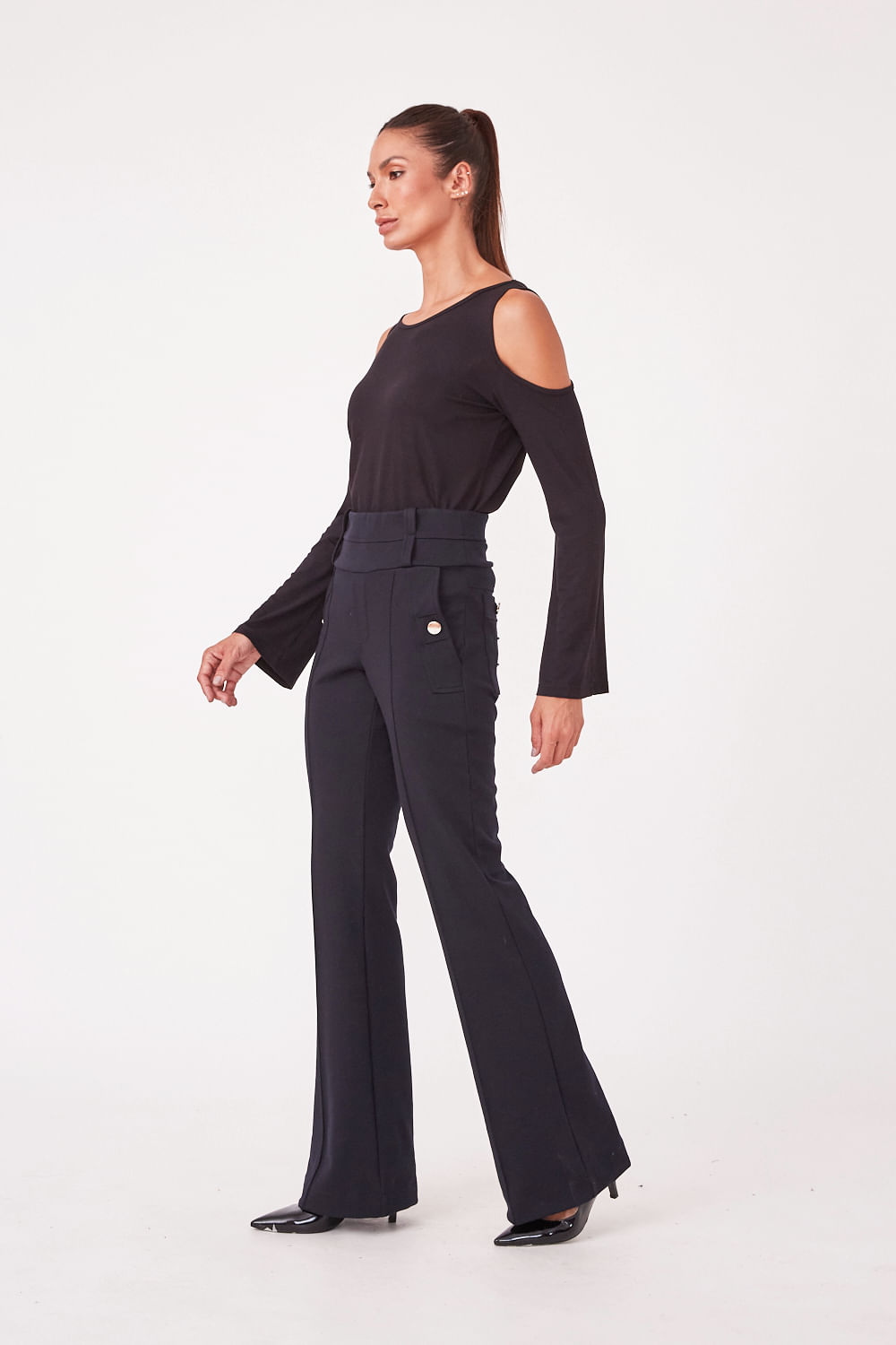 Hidrogênio - FLARE TAILOR TROUSERS WITH POCKETS CLEO BLACK - 19427001