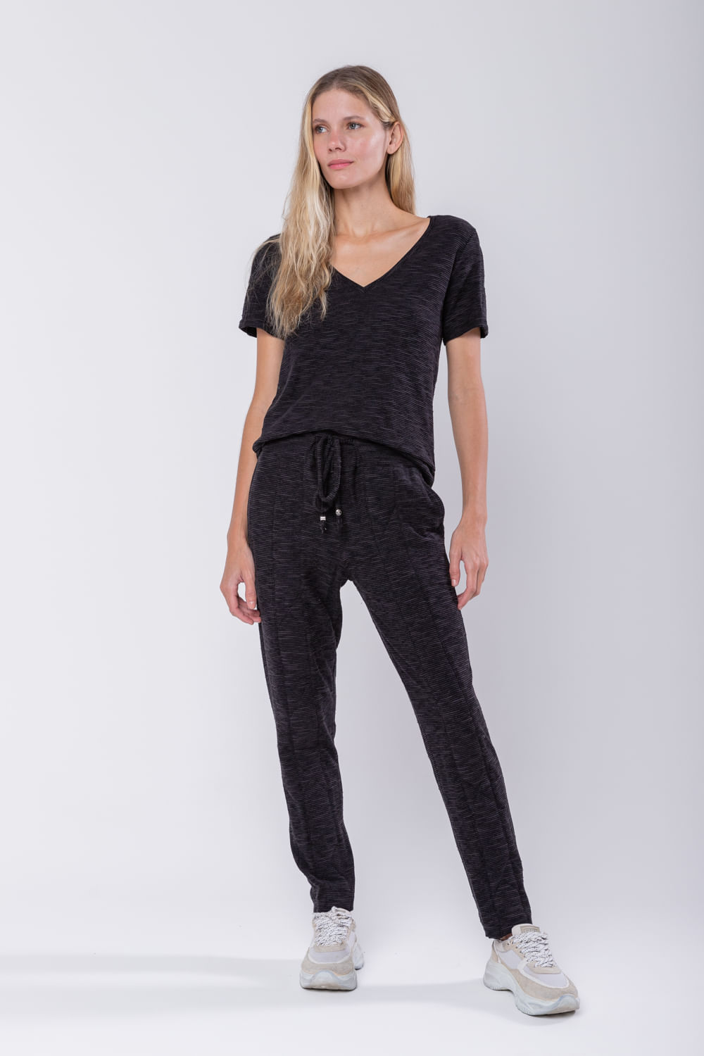 Hidrogênio - MATELASSE MARIA JOGGER PANTS BLACK - 19759001