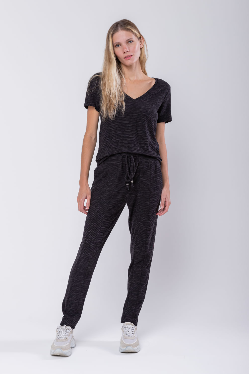 Hidrogênio - MATELASSE MARIA JOGGER PANTS BLACK - 19759001