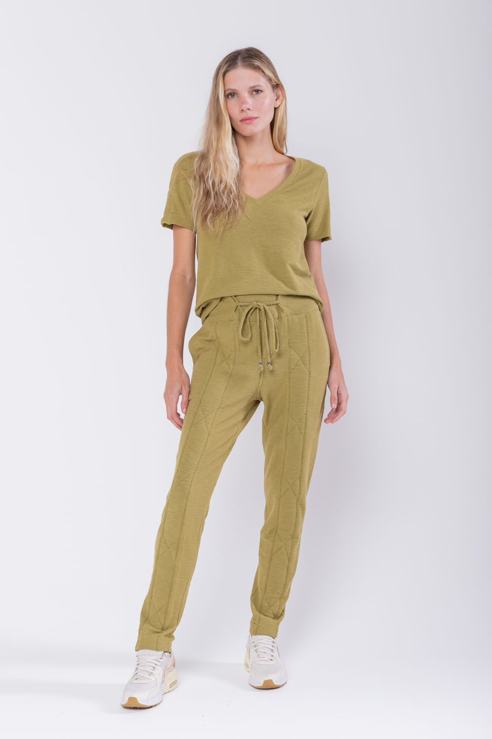 Hidrogênio - MATELASSE MARIA VERDE JOGGER PANTS - 19759009