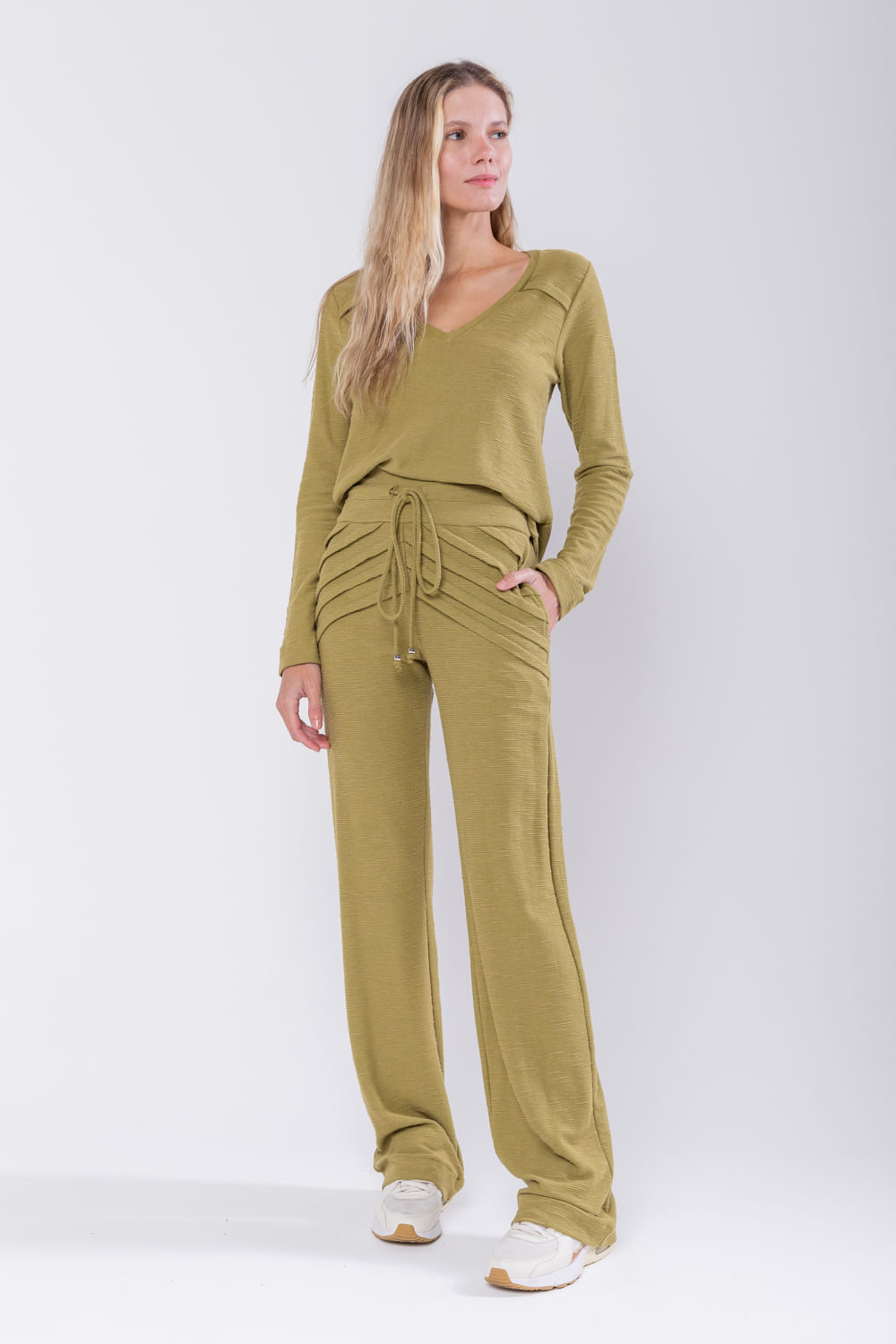 Hidrogênio - MARIANA STRAIGHT TROUSERS GREEN - 19751009