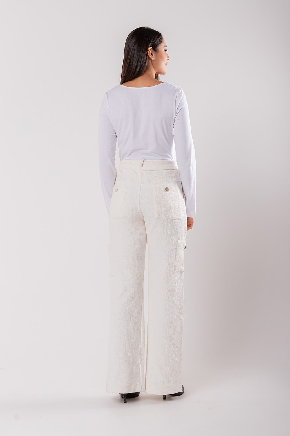 Hidrogênio - CALÇA CAMELIA PANTALONA COM BOLSO LATERAIS OFF WHITE - 19039018