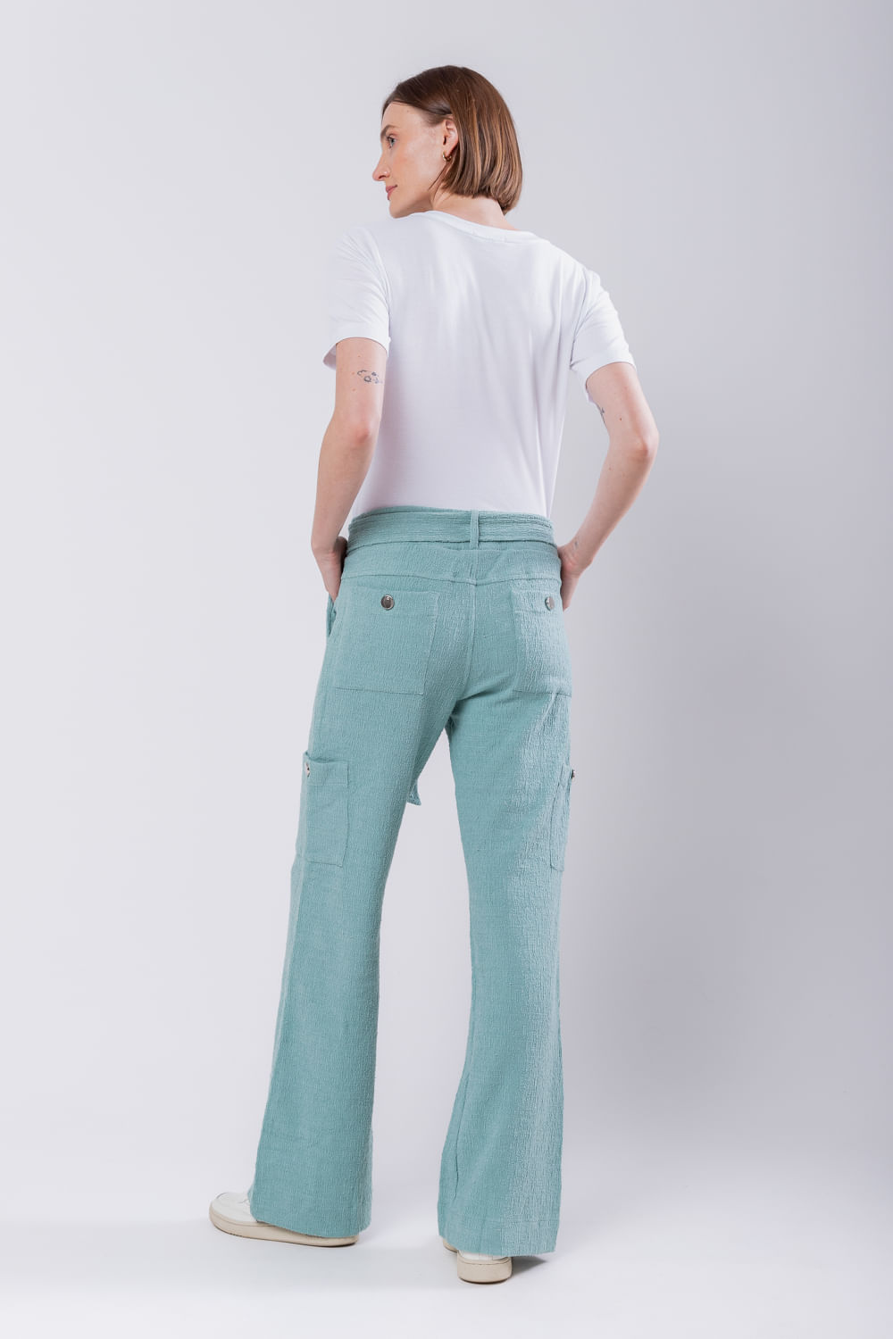 Hidrogênio - CALCA CAMELIA PANTALONA COM BOLSO LATERAIS VERDE AGUA - 19039157