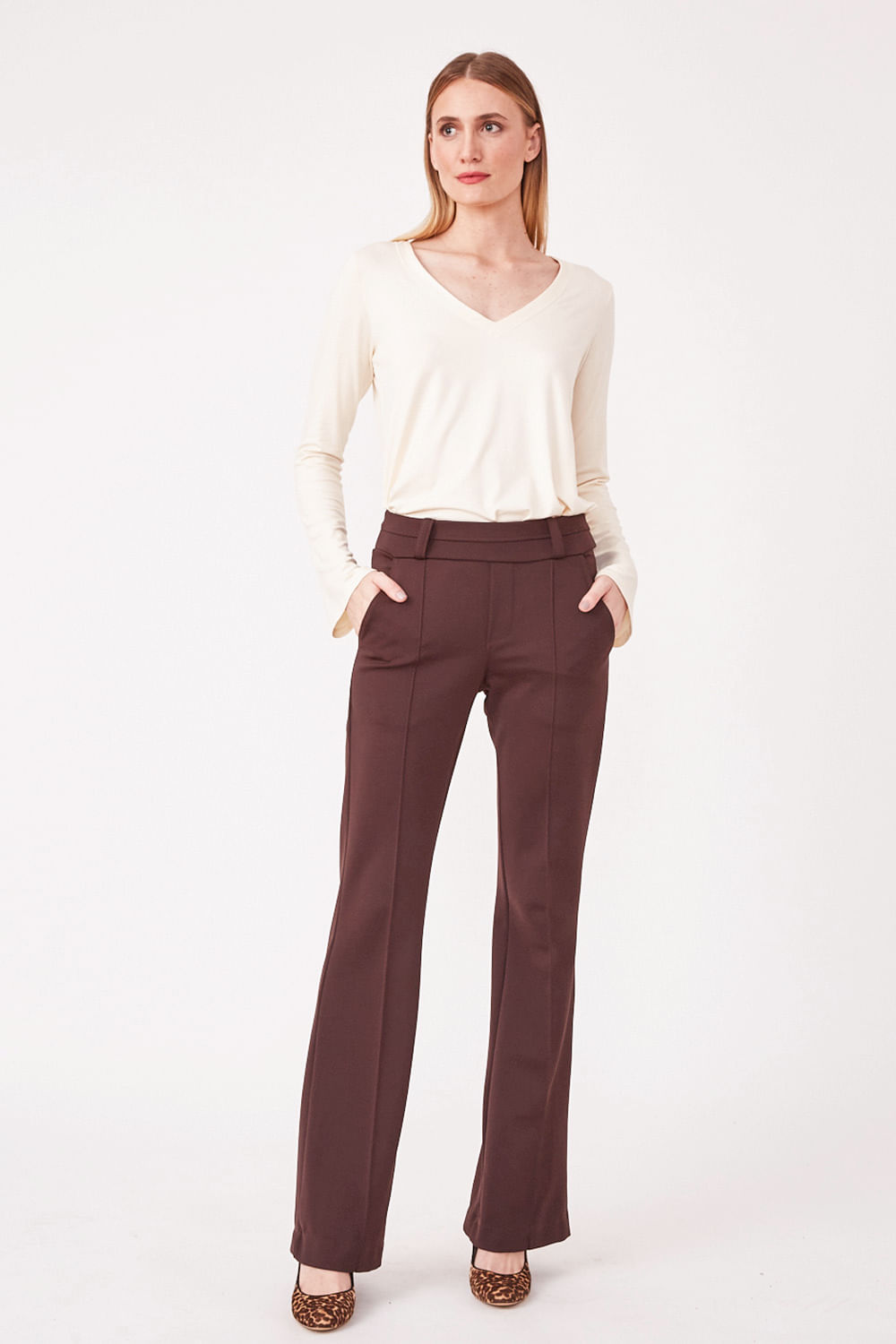 Hidrogênio - PINK BROWN STRAIGHT PANTS - 19480031