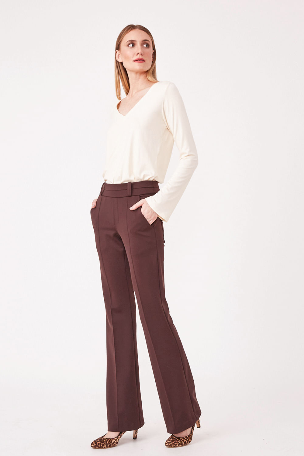 Hidrogênio - PINK BROWN STRAIGHT PANTS - 19480031