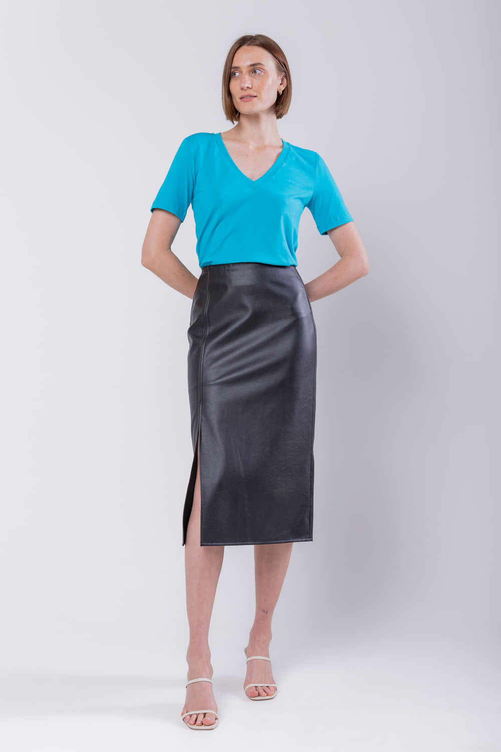 Hidrogênio - SKIRT WITH SPLIT BLACK - 19738001