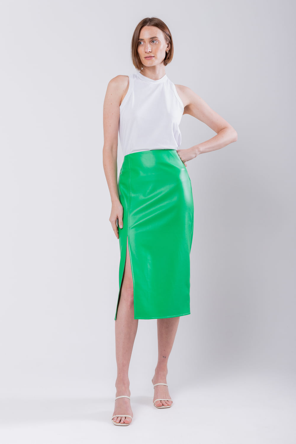 Hidrogênio - HILLS GREEN SLIT SKIRT - 19738500