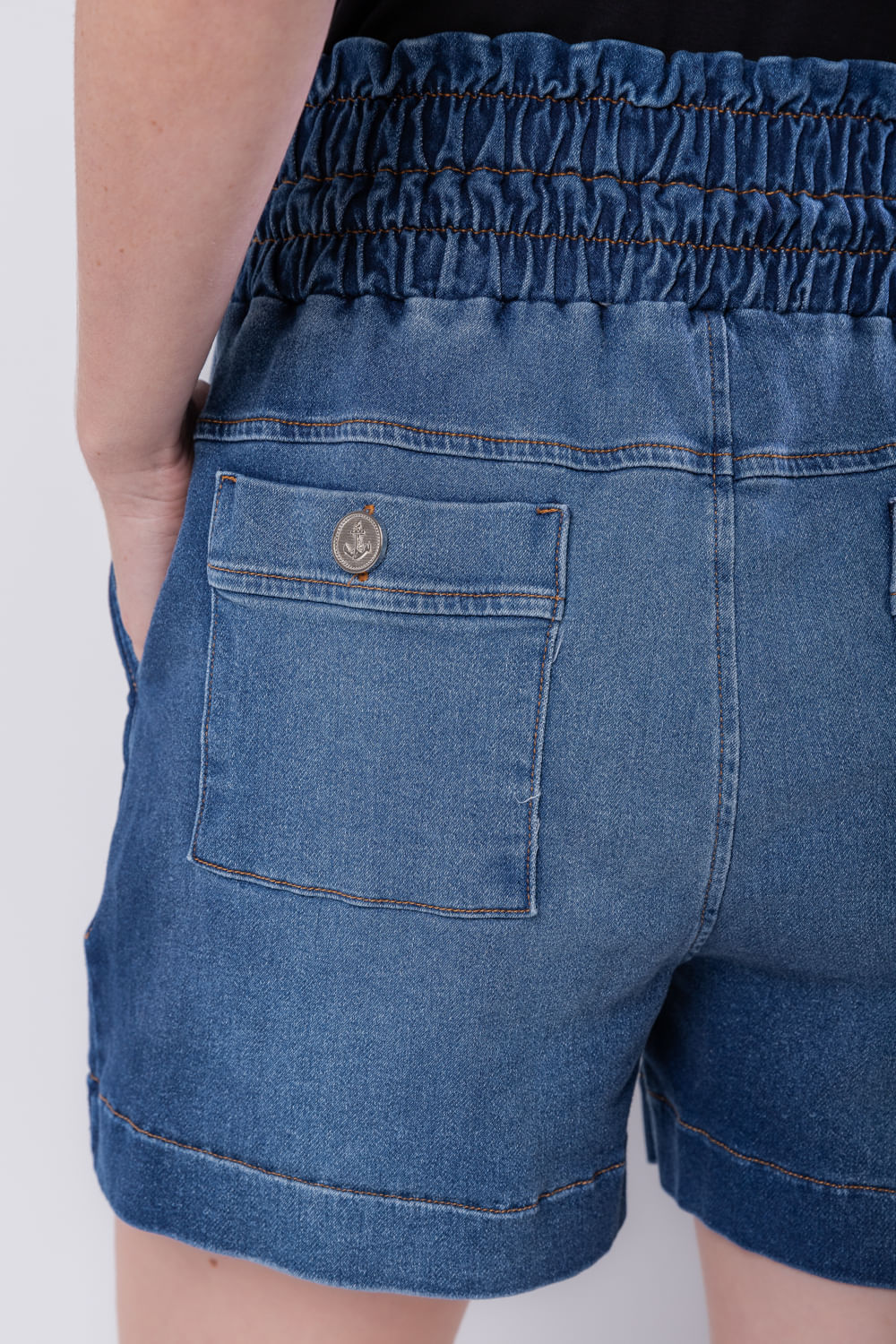 Hidrogênio - DENIM MESH BERMUDA WITH ELASTIC JEANS WAIST - 19611042