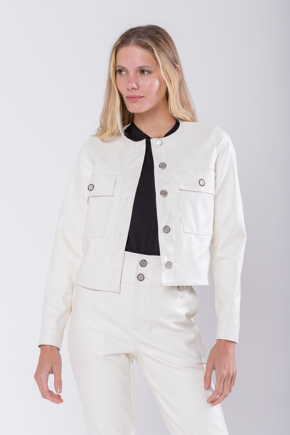 Hidrogênio - JACKET WITH BUTTONS AND POCKETS OFF WHITE LEATHER - 19745018