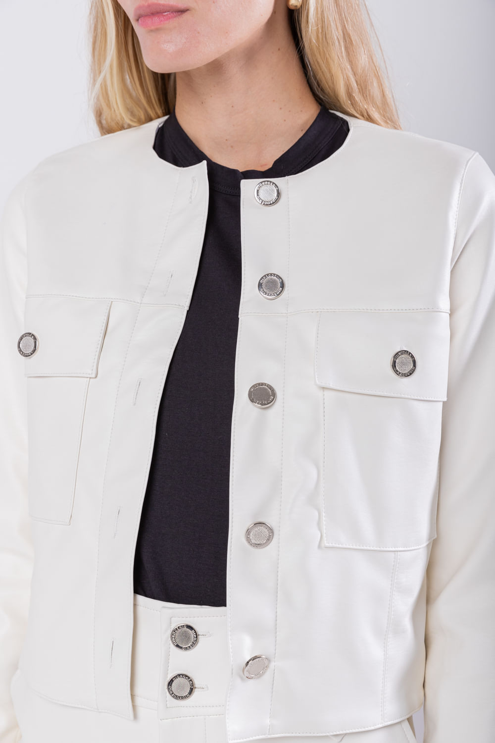 Hidrogênio - JACKET WITH BUTTONS AND POCKETS OFF WHITE LEATHER - 19745018