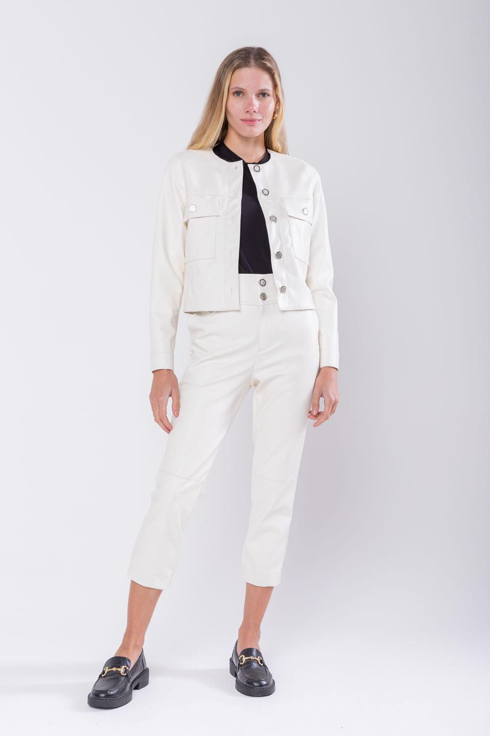 Hidrogênio - JACKET WITH BUTTONS AND POCKETS OFF WHITE LEATHER - 19745018