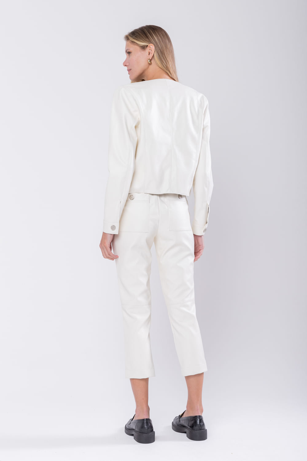 Hidrogênio - JACKET WITH BUTTONS AND POCKETS OFF WHITE LEATHER - 19745018