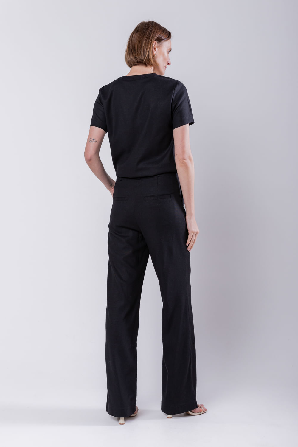 Hidrogênio - MARIA ANTONIA STRAIGHT LINEN PANTS BLACK - 19716001