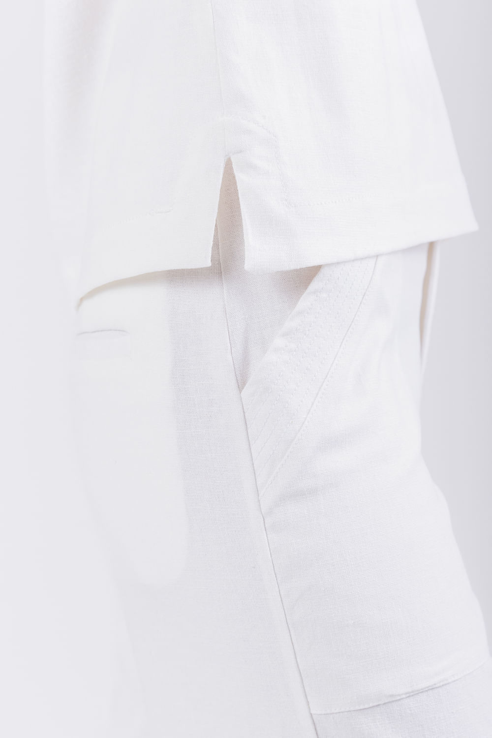 Hidrogênio - MARIA ANTONIA OFF WHITE LINEN STRAIGHT TROUSERS - 19716018