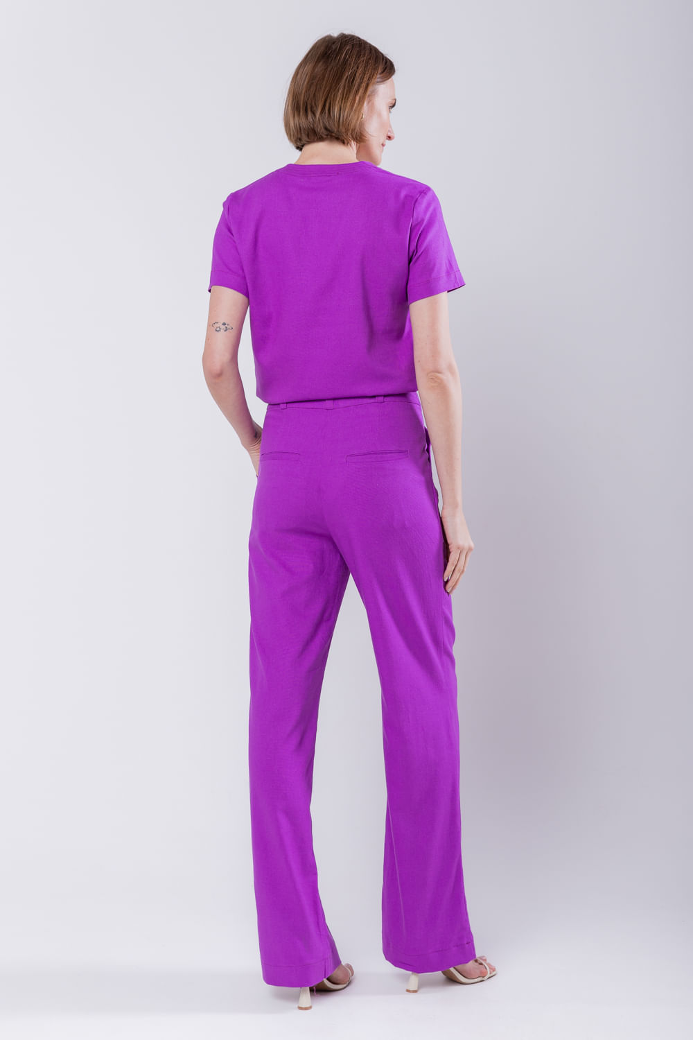 Hidrogênio - MARIA ANTONIA BEAUTYBERRY LINEN STRAIGHT PANTS - 19716501