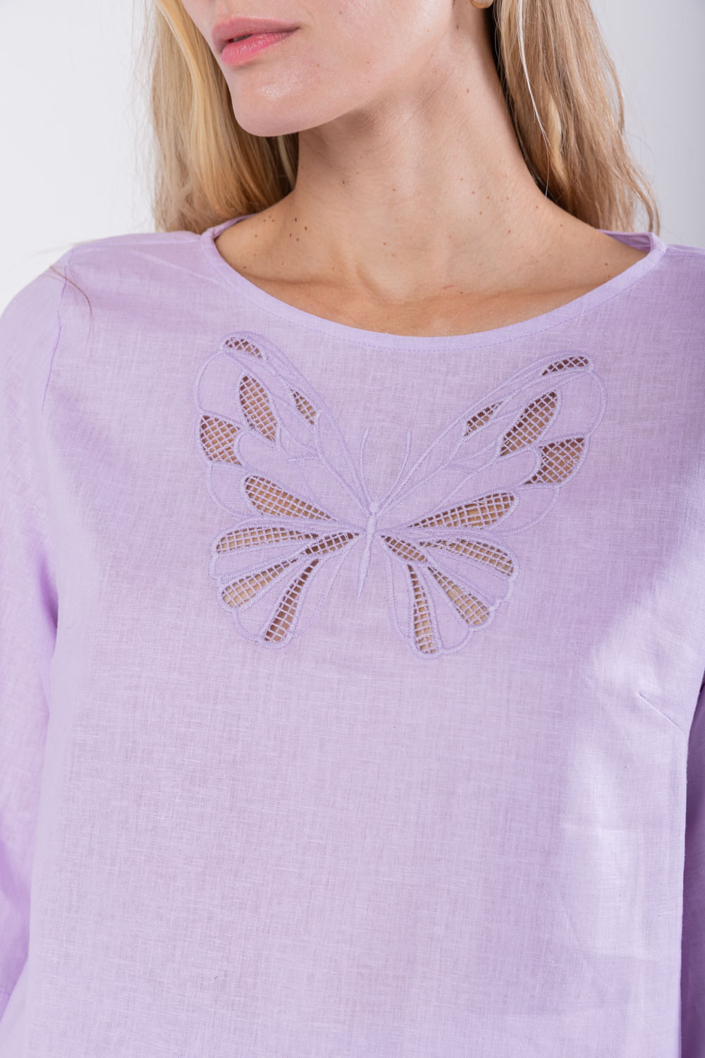 Hidrogênio - LINEN BLOUSE WITH LIQUE BUTTERFLY EMBROIDERY - 19753027