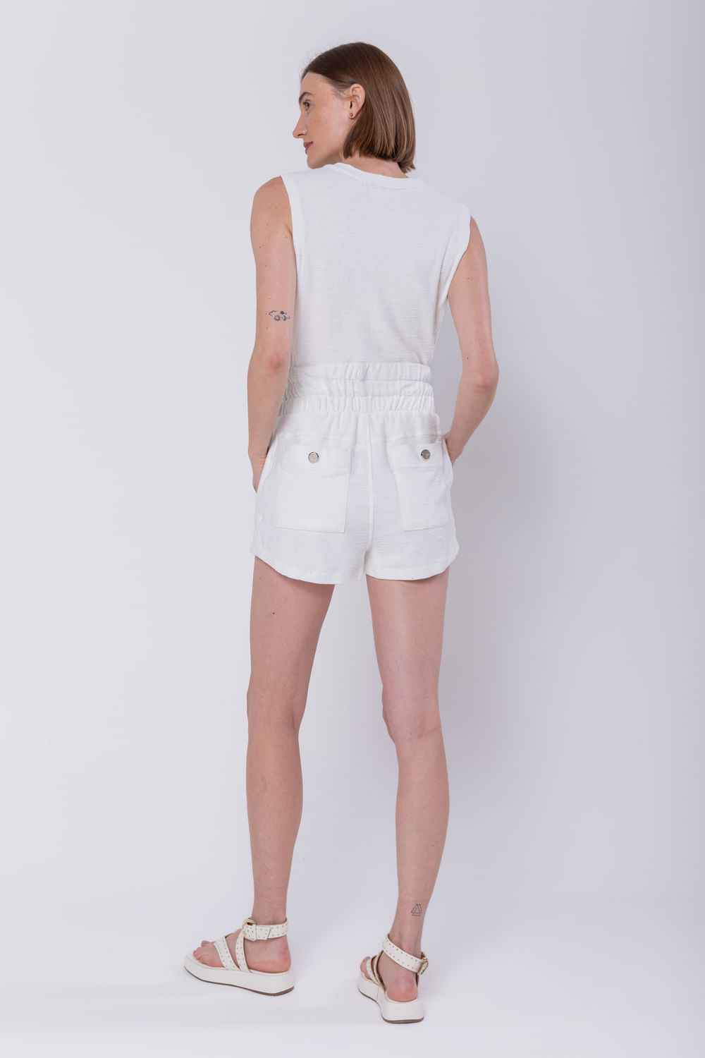 Hidrogênio - SHORTS COM AMARRAÇÃO OFF WHITE - 19809018