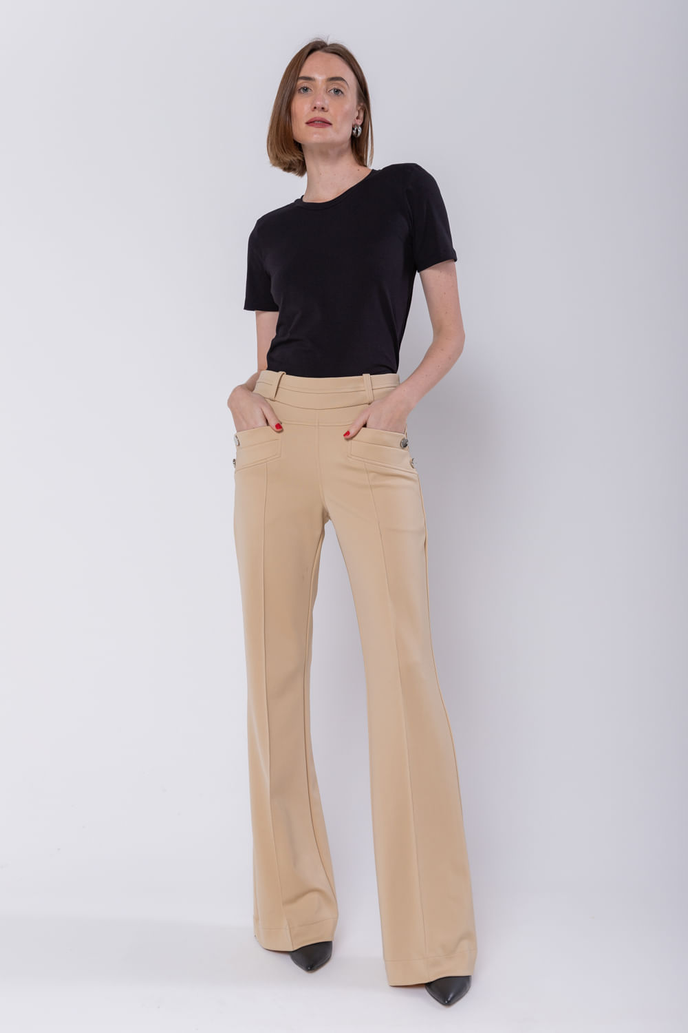 Hidrogênio - CALÇA FLARE AMORA PALHA - 19507504