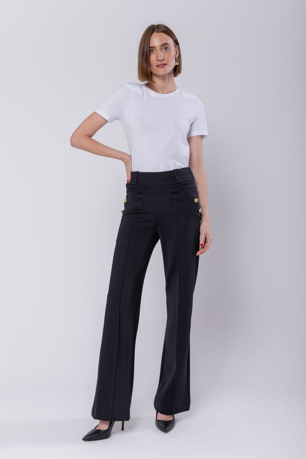 Hidrogênio - MALVINA STRAIGHT PANTS BLACK - 19775001