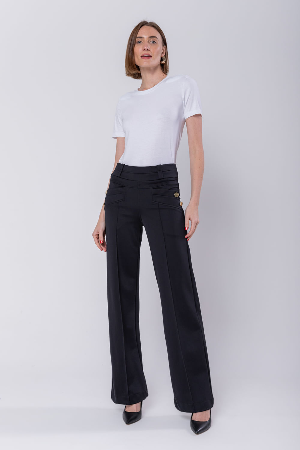 Hidrogênio - MALVINA STRAIGHT PANTS BLACK - 19775001