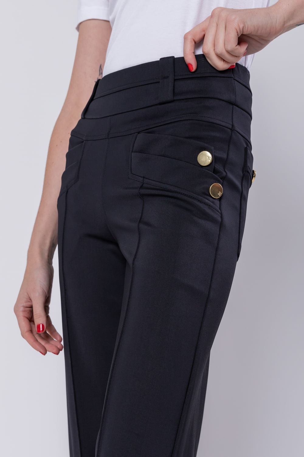 Hidrogênio - MALVINA STRAIGHT PANTS BLACK - 19775001