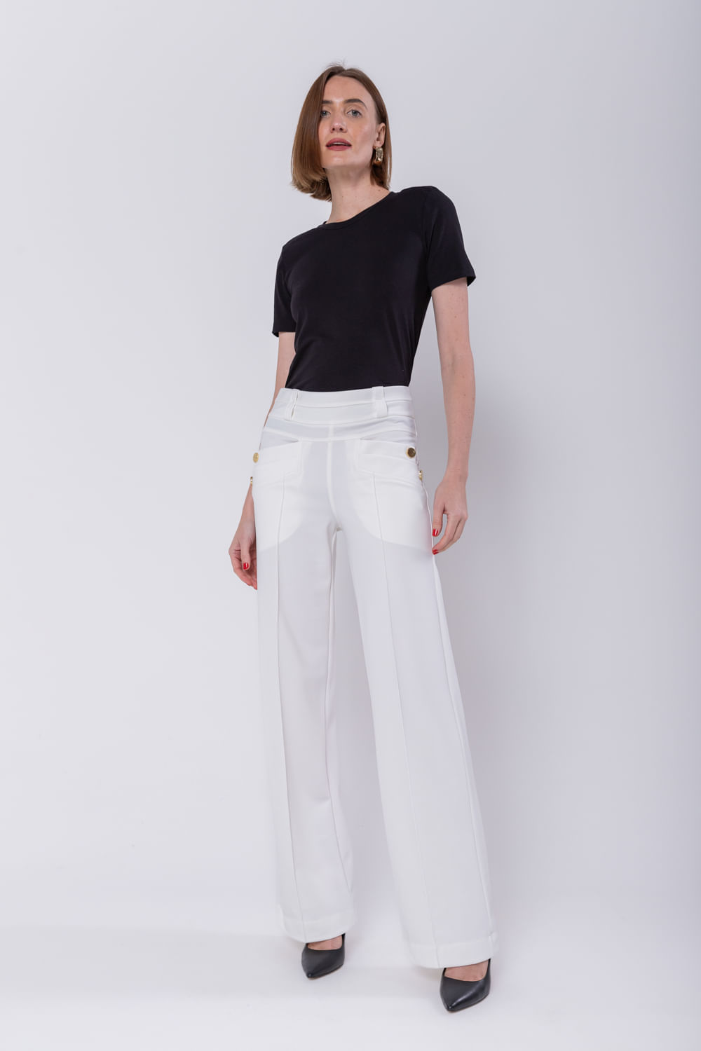 Hidrogênio - MALVINA STRAIGHT PANTS OFF WHITE - 19775018