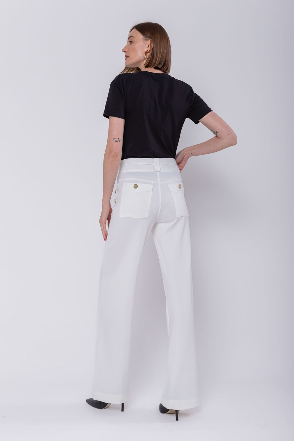 Hidrogênio - MALVINA STRAIGHT PANTS OFF WHITE - 19775018