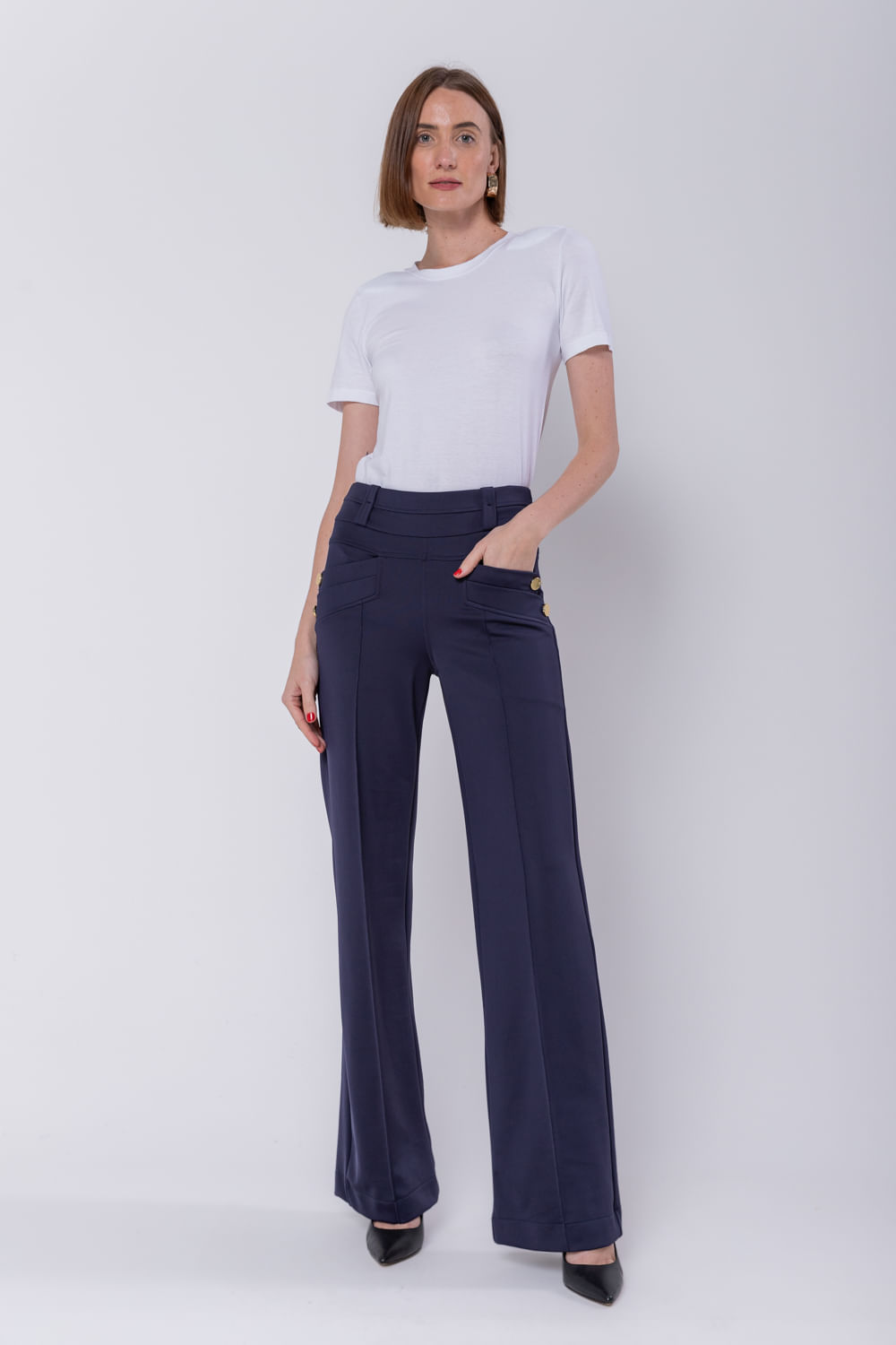 Hidrogênio - MALVINA MARINO STRAIGHT PANTS - 19775482