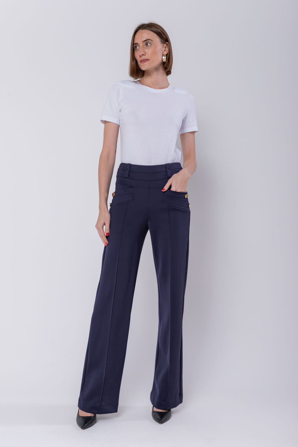 Hidrogênio - MALVINA MARINO STRAIGHT PANTS - 19775482