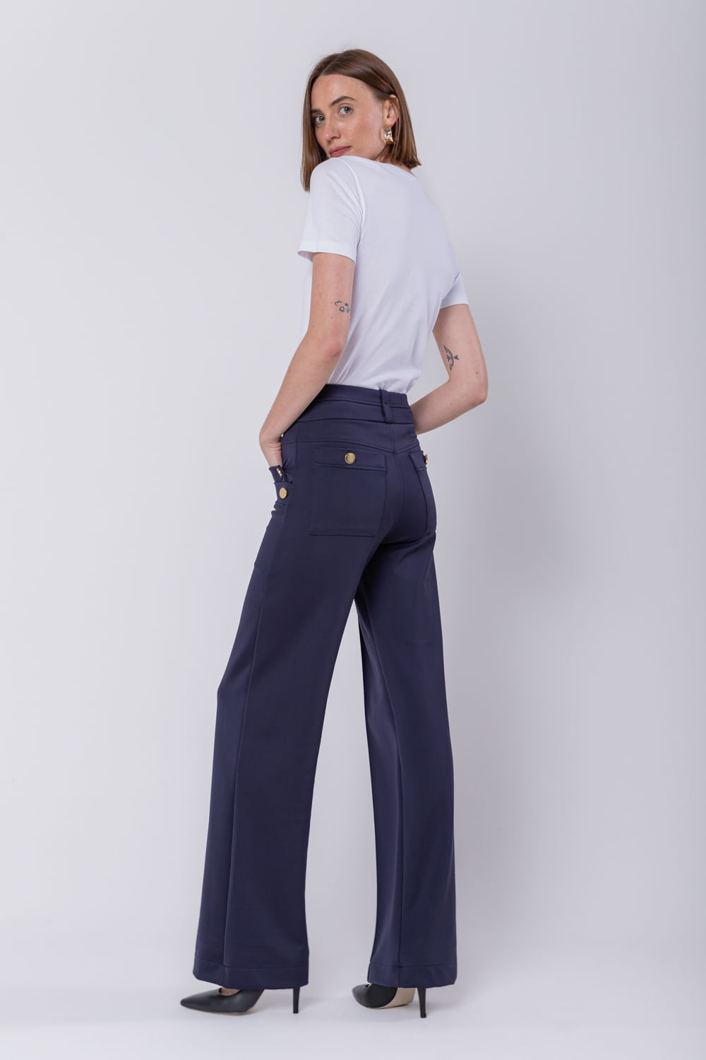 Hidrogênio - MALVINA MARINO STRAIGHT PANTS - 19775482