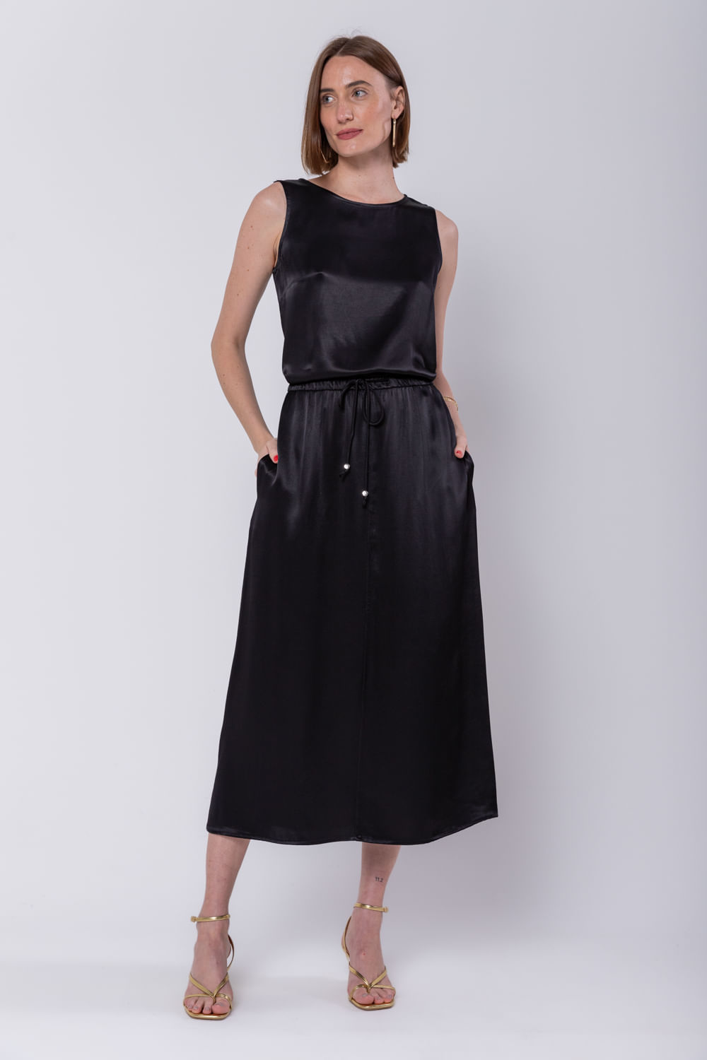 Hidrogênio - STRAIGHT MIDI SKIRT WITH BLACK POCKET - 19699001