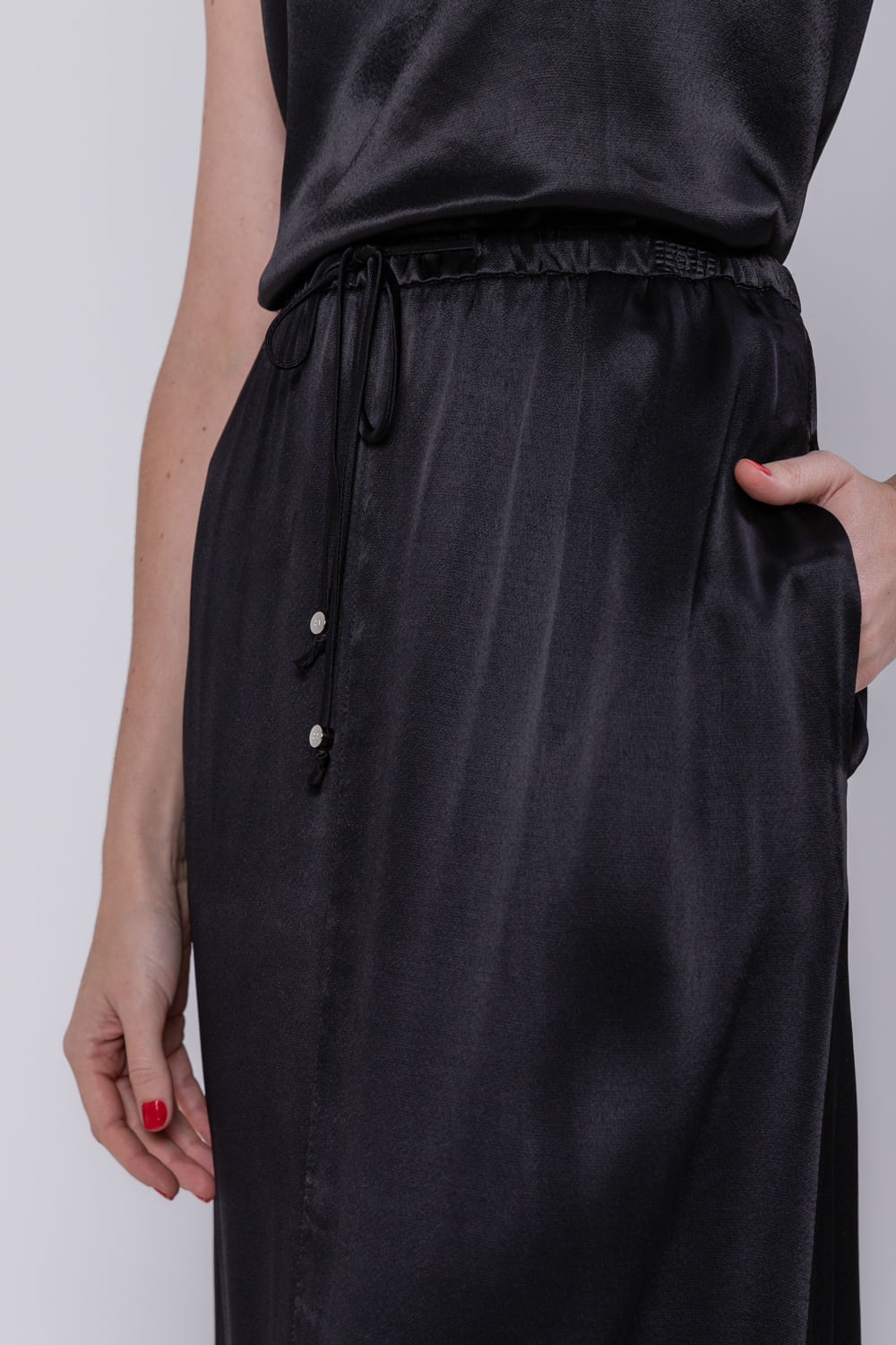 Hidrogênio - STRAIGHT MIDI SKIRT WITH BLACK POCKET - 19699001