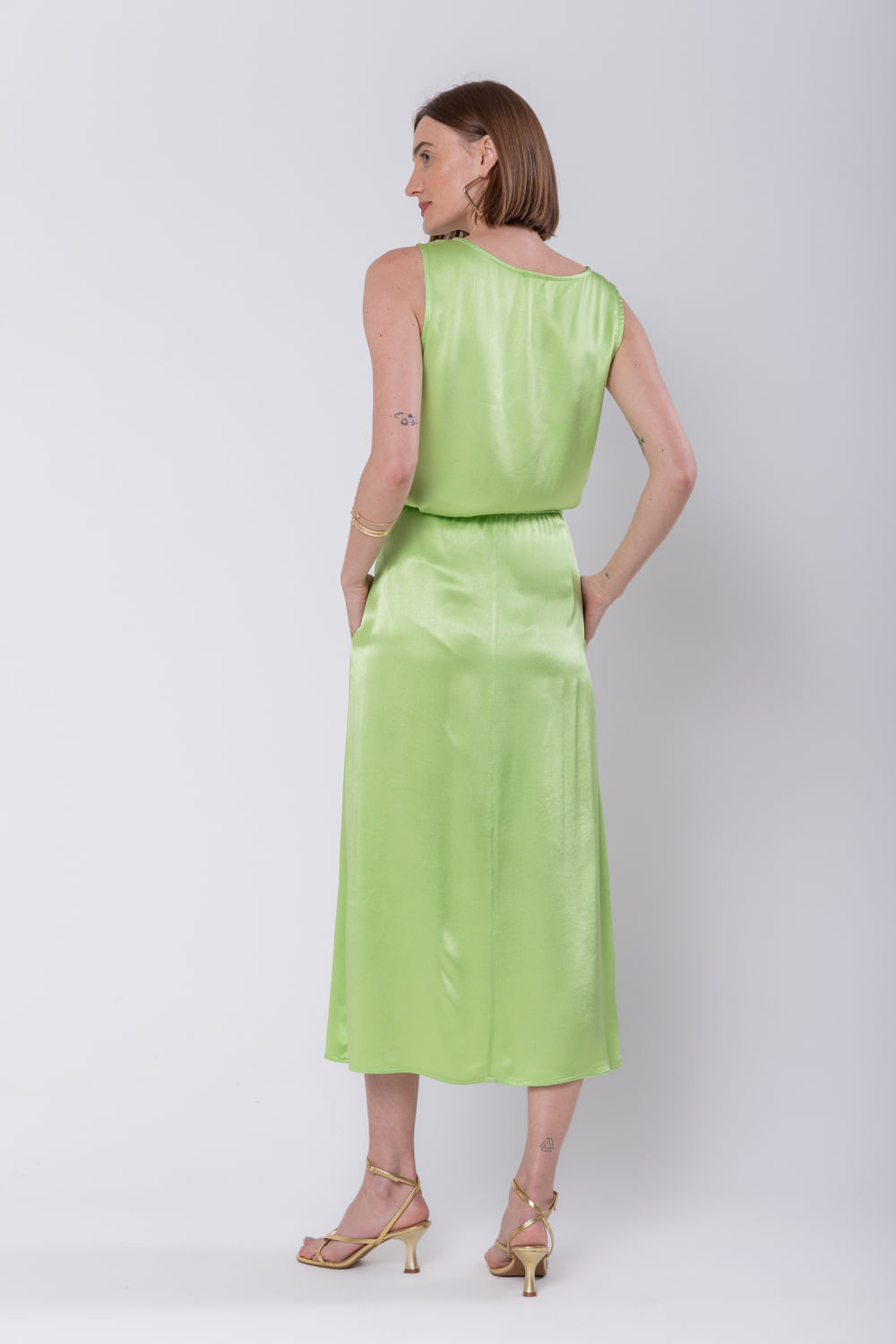 Hidrogênio - STRAIGHT MIDI SKIRT WITH PISTACHIO POCKET - 19699507